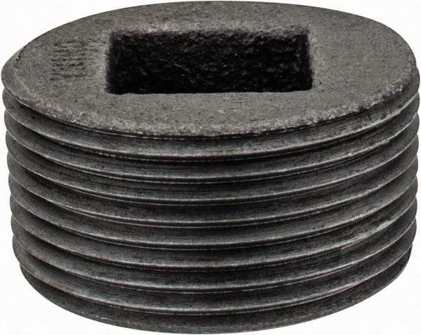 Value Collection - Class 150, 1-1/2" Black Pipe Countersunk Plug - Threaded, Malleable Iron - Americas Industrial Supply