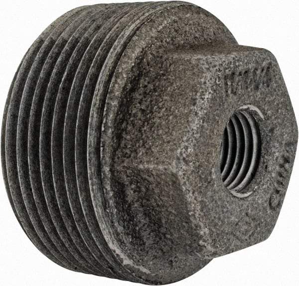 Value Collection - Size 1-1/4 x 3/8", Class 150, Malleable Iron Black Pipe Hex Bushing - 150 psi, Threaded End Connection - Americas Industrial Supply