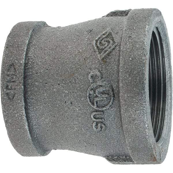 Value Collection - Size 1-1/2 x 1-1/4", Class 150, Malleable Iron Black Pipe Reducing Coupling - 150 psi, Threaded End Connection - Americas Industrial Supply