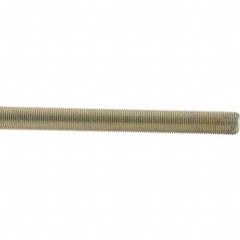 Value Collection - 5/8-18 UNF (Fine), 3' Long, Low Carbon Steel Threaded Rod - Yellow Zinc-Plated Finish - Americas Industrial Supply