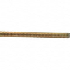 Value Collection - 1/2-20 UNF (Fine), 3' Long, Low Carbon Steel Threaded Rod - Yellow Zinc-Plated Finish - Americas Industrial Supply
