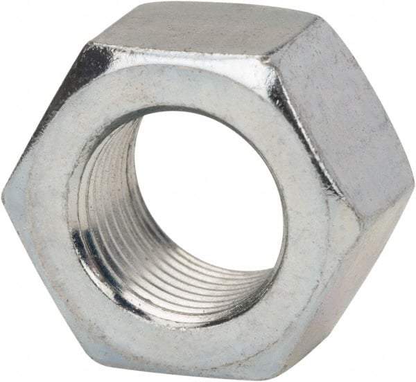 Made in USA - 1/2-20 UN Steel Right Hand Hex Nut - 3/4" Across Flats, 7/16" High, Zinc Clear Finish - Americas Industrial Supply