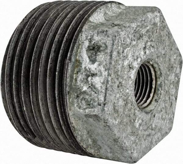 Value Collection - Size 1-1/4 x 1/4", Class 150, Malleable Iron Galvanized Pipe Hex Bushing - 150 psi, Threaded End Connection - Americas Industrial Supply