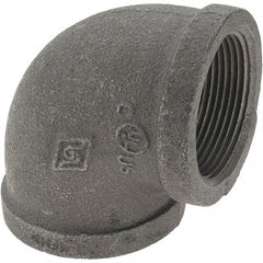 Value Collection - Size 1-1/2", Class 150, Malleable Iron Black Pipe 90° Elbow - 150 psi, Threaded End Connection - Americas Industrial Supply