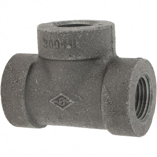 Value Collection - Size 1/2", Class 300, Malleable Iron Black Pipe Tee - 300 psi, Threaded End Connection - Americas Industrial Supply