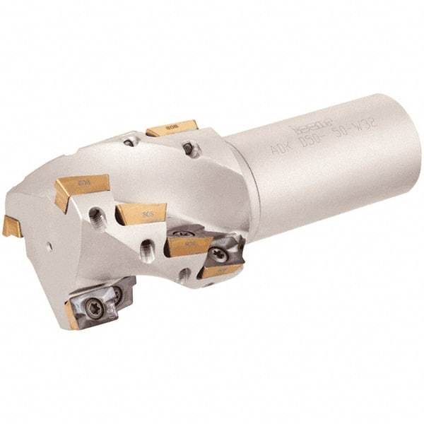 Iscar - 2" Cut Diam, 4" Max Depth of Cut, 1-1/2" Shank Diam, 7-1/2" OAL, Indexable Square Shoulder End Mill - ADCT/ADCR/ADKR/ADKT/ADMT/HM90ADCT/HM90ADKT/HM90ADKW 1505 Inserts, Weldon Shank, 90° Lead Angle, Series Helimill - Americas Industrial Supply