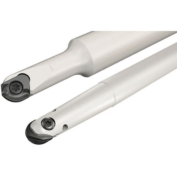 Iscar - 8mm Cut Diam, 5.5mm Max Depth of Cut, 12mm Shank Diam, 80mm OAL, Indexable Ball Nose End Mill - 25mm Head Length, Straight Shank, CM D08 Toolholder, CR-D8 Insert - Americas Industrial Supply