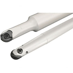Iscar - 8mm Cut Diam, 5.5mm Max Depth of Cut, 12mm Shank Diam, 80mm OAL, Indexable Ball Nose End Mill - 25mm Head Length, Straight Shank, CM D08 Toolholder, CR-D8 Insert - Americas Industrial Supply