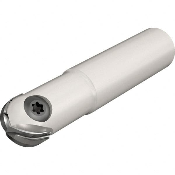 Iscar - 10mm Cut Diam, 6.4mm Max Depth of Cut, 12mm Shank Diam, 90mm OAL, Indexable Ball Nose End Mill - 25mm Head Length, Straight Shank, CM D10 Toolholder, CR-D10 Insert - Americas Industrial Supply
