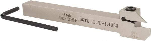 Iscar - 0.591" Max Depth of Cut, 0.055" Min Groove Width, 5-1/2" OAL, Left Hand Indexable Grooving Cutoff Toolholder - 1/2" Shank Height x 1/2" Shank Width, DG. 14.. Insert Style, DGT Toolholder Style, Series Do Grip - Americas Industrial Supply