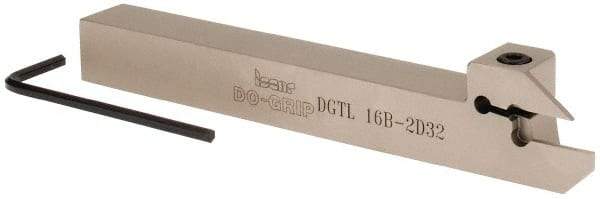 Iscar - 0.6299" Max Depth of Cut, 1.9mm Min Groove Width, 140mm OAL, Left Hand Indexable Grooving Cutoff Toolholder - 16mm Shank Height x 16mm Shank Width, DG. 1../DG. 2.. Insert Style, DGT Toolholder Style, Series Do Grip - Americas Industrial Supply