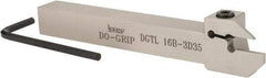 Iscar - 0.6299" Max Depth of Cut, 3mm Min Groove Width, 140mm OAL, Left Hand Indexable Grooving Cutoff Toolholder - 16mm Shank Height x 16mm Shank Width, DG. 1../DG. 3.. Insert Style, DGT Toolholder Style, Series Do Grip - Americas Industrial Supply