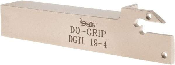 Iscar - External Thread, 1" Max Depth of Cut, 0.157" Min Groove Width, 4-1/2" OAL, Left Hand Indexable Grooving Cutoff Toolholder - 3/4" Shank Height x 3/4" Shank Width, DG.. Insert Style, DGT Toolholder Style, Series Do-Grip - Americas Industrial Supply