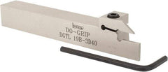 Iscar - External Thread, 0.787" Max Depth of Cut, 0.118" Min Groove Width, 5-1/2" OAL, Left Hand Indexable Grooving Cutoff Toolholder - 3/4" Shank Height x 3/4" Shank Width, DG. 1../DG. 3.. Insert Style, DGT Toolholder Style, Series Do Grip - Americas Industrial Supply