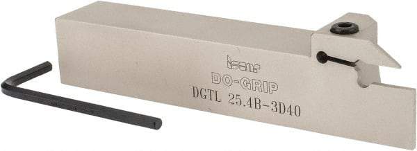 Iscar - 0.787" Max Depth of Cut, 0.118" Min Groove Width, 5-1/2" OAL, Left Hand Indexable Grooving Cutoff Toolholder - 1" Shank Height x 1" Shank Width, DG. 1../DG. 3.. Insert Style, DGT Toolholder Style, Series Do Grip - Americas Industrial Supply