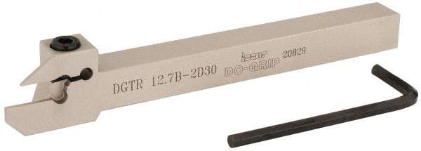Iscar - 0.591" Max Depth of Cut, 0.075" Min Groove Width, 5-1/2" OAL, Right Hand Indexable Grooving Cutoff Toolholder - 1/2" Shank Height x 1/2" Shank Width, DG. 1../DG. 2.. Insert Style, DGT Toolholder Style, Series Do Grip - Americas Industrial Supply