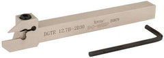 Iscar - 0.591" Max Depth of Cut, 0.075" Min Groove Width, 5-1/2" OAL, Right Hand Indexable Grooving Cutoff Toolholder - 1/2" Shank Height x 1/2" Shank Width, DG. 1../DG. 2.. Insert Style, DGT Toolholder Style, Series Do Grip - Americas Industrial Supply