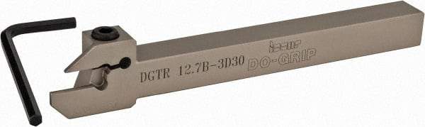 Iscar - External Thread, 0.591" Max Depth of Cut, 0.118" Min Groove Width, 5-1/2" OAL, Right Hand Indexable Grooving Cutoff Toolholder - 0.094 Seat Size, 1/2" Shank Height x 1/2" Shank Width, DG.. Insert Style, DGT Toolholder Style, Series Do-Grip - Americas Industrial Supply