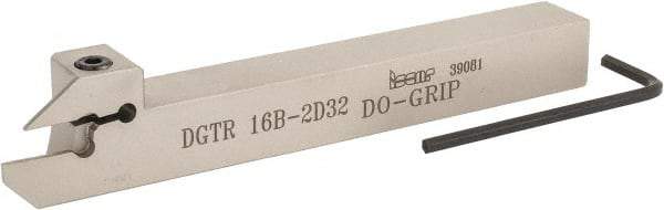 Iscar - 0.6299" Max Depth of Cut, 1.9mm Min Groove Width, 140mm OAL, Right Hand Indexable Grooving Cutoff Toolholder - 16mm Shank Height x 16mm Shank Width, DG. 1../DG. 2.. Insert Style, DGT Toolholder Style, Series Do Grip - Americas Industrial Supply