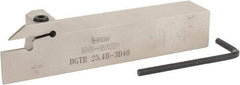 Iscar - 0.787" Max Depth of Cut, 0.118" Min Groove Width, 5-1/2" OAL, Right Hand Indexable Grooving Cutoff Toolholder - 1" Shank Height x 1" Shank Width, DG. 1../DG. 3.. Insert Style, DGT Toolholder Style, Series Do Grip - Americas Industrial Supply