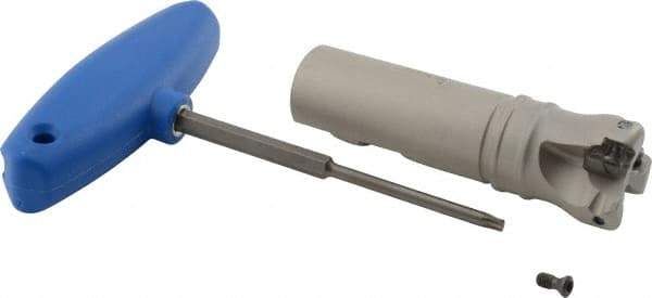 Iscar - 1-1/4" Cut Diam, 0.34" Max Depth of Cut, 1" Shank Diam, 4" OAL, Indexable Square Shoulder End Mill - S45MT1106, S90MT1106, R90MT43, R90MT1205, O45MT0505 Inserts, Weldon Shank, Series ChamMill - Americas Industrial Supply