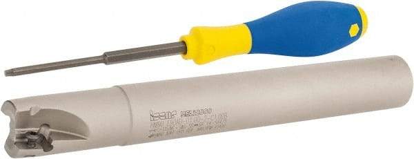 Iscar - 1" Cut Diam, 0.56" Max Depth of Cut, 1" Shank Diam, 7.87" OAL, Indexable Square Shoulder End Mill - AD..1505.., HM90 AD..1505 Inserts, Cylindrical Shank, 90° Lead Angle, Series Heli2000 - Americas Industrial Supply