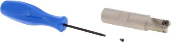 Iscar - 9/16" Cut Diam, 0.22" Max Depth of Cut, 5/8" Shank Diam, 2-3/4" OAL, Indexable Square Shoulder End Mill - Weldon Shank, 90° Lead Angle, Series Heliquad - Americas Industrial Supply