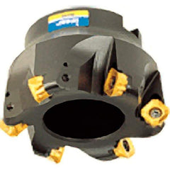 Iscar - 4" Cut Diam, 1-1/2" Arbor Hole, 0.343" Max Depth of Cut, 45° Indexable Chamfer & Angle Face Mill - 8 Inserts, O45MT\xB6R90MT\xB6S45MT\xB6S90MT Insert, Right Hand Cut, 8 Flutes, Series FCM - Americas Industrial Supply