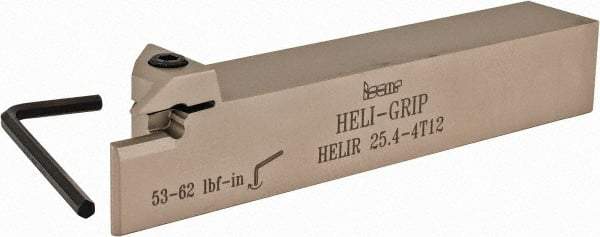 Iscar - External Thread, 0.47" Max Depth of Cut, 0.157" Min Groove Width, 6" OAL, Right Hand Indexable Grooving Cutoff Toolholder - 0.126 Seat Size, 1" Shank Height x 1" Shank Width, DG../GRIP/HGN 300. Insert Style, HELI Toolholder Style, Series Heli-Grip - Americas Industrial Supply