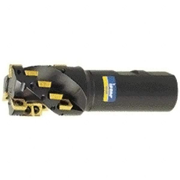 Iscar - 1-1/4" Cut Diam, 1.4" Max Depth of Cut, 1-1/4" Shank Diam, 4-1/2" OAL, Indexable Square Shoulder Helical End Mill - Weldon Shank, 90° Lead Angle, Series IsoMill - Americas Industrial Supply