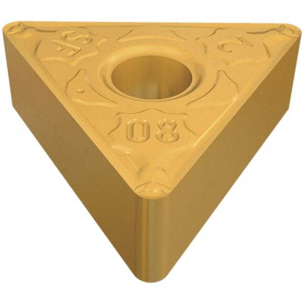 Iscar - TNMG331 SF Grade IC520N Cermet Turning Insert - TiCN/TiN Finish, 60° Triangle, 3/8" Inscr Circle, 3/16" Thick, 1/64" Corner Radius - Americas Industrial Supply