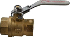 Value Collection - 1" Pipe, Full Port, Brass Full Port Ball Valve - Inline - One Way Flow, FNPT x FNPT Ends, Locking Lever Handle, 300 WOG, 150 WSP - Americas Industrial Supply