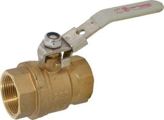 Value Collection - 1-1/4" Pipe, Full Port, Brass Full Port Ball Valve - Inline - One Way Flow, FNPTF x FNPTF Ends, Locking Lever Handle, 200 WOG, 150 WSP - Americas Industrial Supply