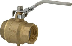 Value Collection - 1-1/2" Pipe, Full Port, Brass Full Port Ball Valve - Inline - One Way Flow, FNPT x FNPT Ends, Locking Lever Handle, 200 WOG, 150 WSP - Americas Industrial Supply
