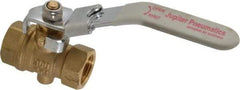 Value Collection - 3/8" Pipe, Full Port, Brass Full Port Ball Valve - Inline - One Way Flow, FNPT x FNPT Ends, Locking Lever Handle, 300 WOG, 150 WSP - Americas Industrial Supply