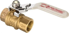 Value Collection - 1/2" Pipe, Full Port, Brass Full Port Ball Valve - Inline - One Way Flow, FNPT x FNPT Ends, Locking Lever Handle, 300 WOG, 150 WSP - Americas Industrial Supply