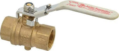 Value Collection - 3/4" Pipe, Full Port, Brass Full Port Ball Valve - Inline - One Way Flow, FNPT x FNPT Ends, Locking Lever Handle, 300 WOG, 150 WSP - Americas Industrial Supply
