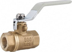 Value Collection - 1/4" Pipe, Full Port, Brass Full Port Ball Valve - Inline - Two Way Flow, FNPT x FNPT Ends, Lever Handle, 600 WOG, 150 WSP - Americas Industrial Supply