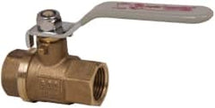 Value Collection - 1/2" Pipe, Full Port, Brass Full Port Ball Valve - Inline - Two Way Flow, FNPT x FNPT Ends, Lever Handle, 600 WOG, 150 WSP - Americas Industrial Supply
