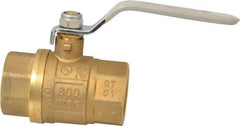 Value Collection - 1-1/4" Pipe, Full Port, Brass UL Listed Ball Valve - Inline - Two Way Flow, FNPT x FNPT Ends, Lever Handle, 600 WOG, 150 WSP - Americas Industrial Supply