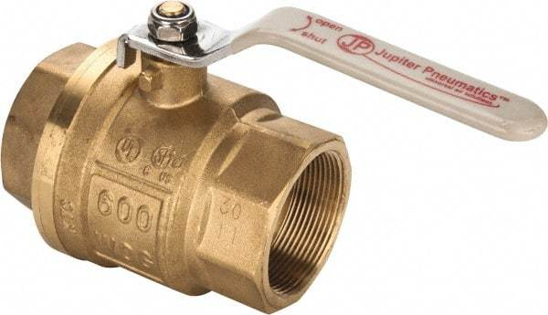 Value Collection - 2" Pipe, Full Port, Brass UL Listed Ball Valve - Inline - Two Way Flow, FNPT x FNPT Ends, Lever Handle, 600 WOG, 150 WSP - Americas Industrial Supply