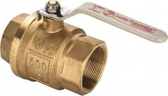 Value Collection - 2" Pipe, Full Port, Brass UL Listed Ball Valve - Inline - Two Way Flow, FNPT x FNPT Ends, Lever Handle, 600 WOG, 150 WSP - Americas Industrial Supply