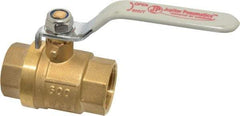 Value Collection - 1" Pipe, Full Port, Brass Full Port Ball Valve - Inline - Two Way Flow, MNPT x FNPT Ends, Lever Handle, 600 WOG, 150 WSP - Americas Industrial Supply