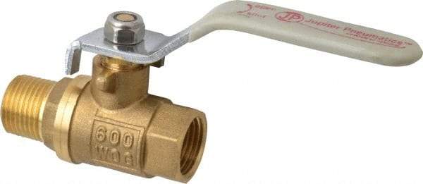 Value Collection - 3/8" Pipe, Full Port, Brass Full Port Ball Valve - Inline - Two Way Flow, MNPT x FNPT Ends, Lever Handle, 600 WOG, 150 WSP - Americas Industrial Supply