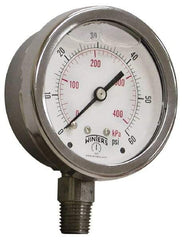 Winters - 2-1/2" Dial, 1/4 Thread, 0-400 Scale Range, Pressure Gauge - Lower Connection Mount, Accurate to 1.5% of Scale - Americas Industrial Supply