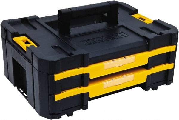 DeWALT - 2 Compartment 2 Drawer Tool Case - 12-1/4" Wide x 6-3/8" Deep x 6-29/32" High, Structural Foam, Black/Yellow - Americas Industrial Supply