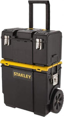 Stanley - 53 Lb Capacity, 1 Bin, 1 Tray Mobile Tool Storage System - 11" Wide x 18-1/2" Deep x 12.8" High, Polypropylene, Black/Yellow - Americas Industrial Supply