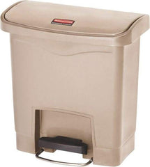 Rubbermaid - 4 Gal Rectangle Unlabeled Trash Can - 15.7" High x 14-7/8" Long, Beige, Resin - Americas Industrial Supply