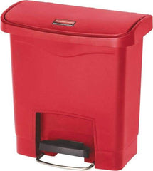 Rubbermaid - 4 Gal Rectangle Unlabeled Trash Can - 15.7" High x 14-7/8" Long, Red, Resin - Americas Industrial Supply