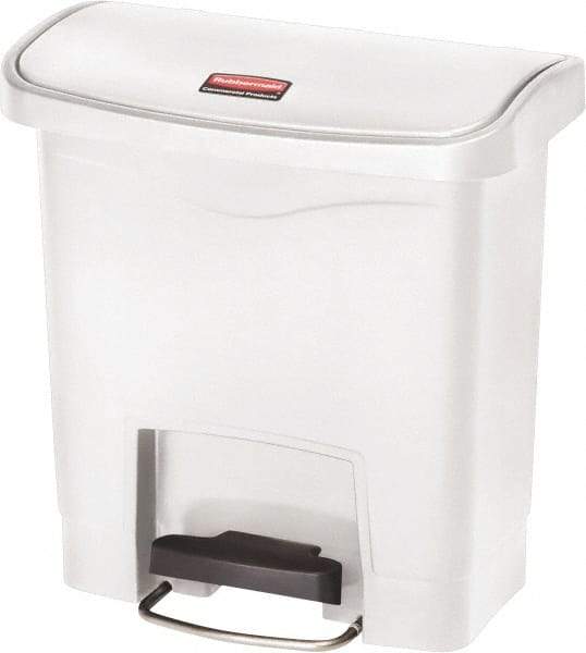 Rubbermaid - 4 Gal Rectangle Unlabeled Trash Can - 15.7" High x 14-7/8" Long, White, Resin - Americas Industrial Supply